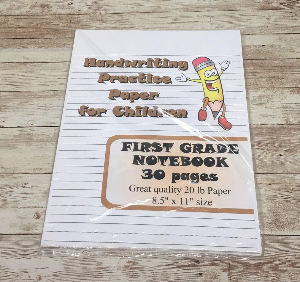 First Grade Notebook Page – Handwriting Practice Paper For Children – 30 Sheets