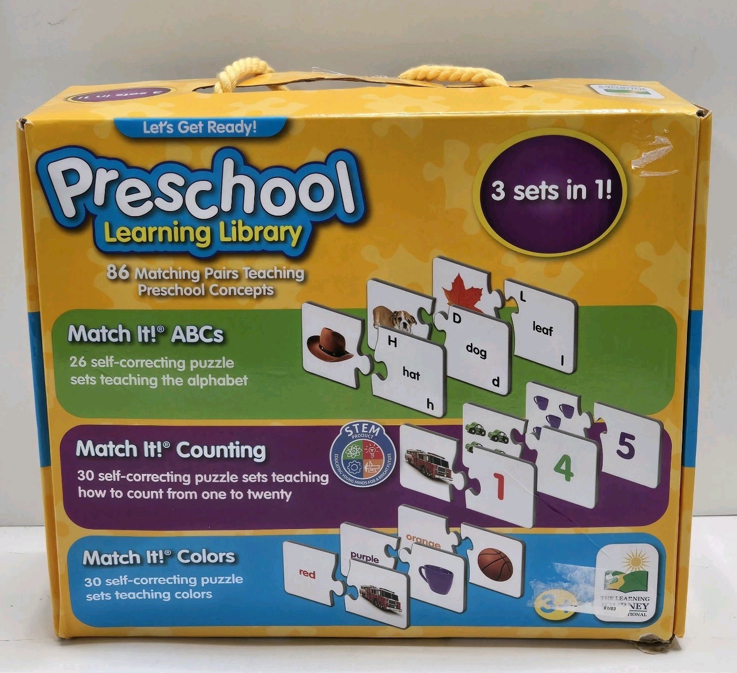 Preschool Learning Library 3-in-1 Match It ABCs Counting Colors Complete Preown