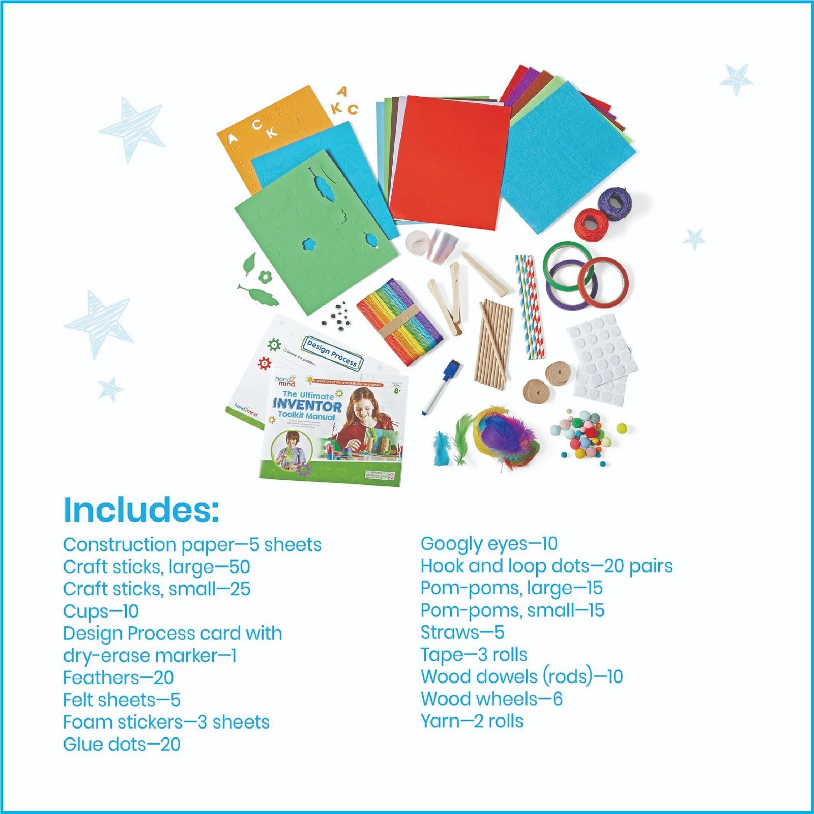 hand2mind Ultimate Inventor Toolkit Kids STEM Building Kit 250 Pieces Educationa