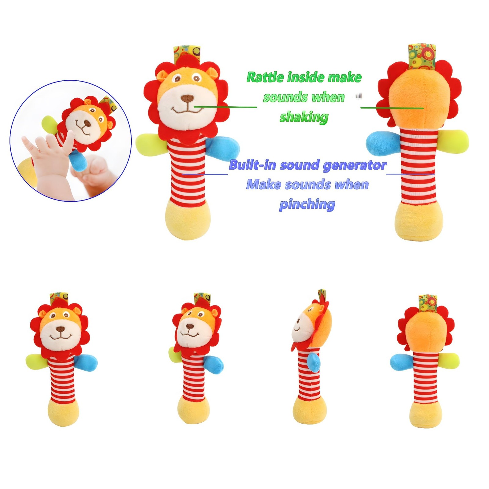 Wrist Rattles Foot Finder Rattle Toy for 0-4 Months Baby, Feet Leg multicolor