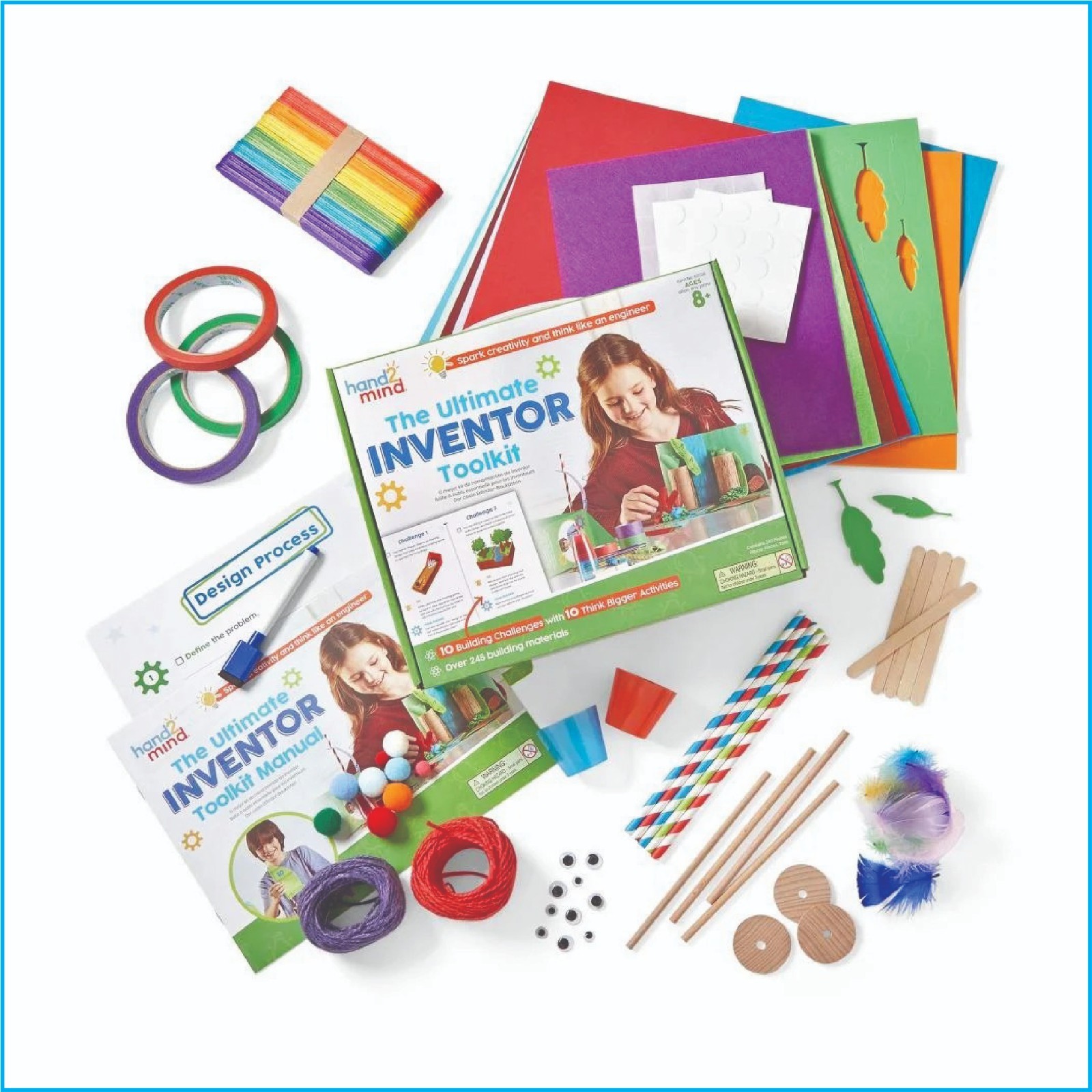 hand2mind Ultimate Inventor Toolkit Kids STEM Building Kit 250 Pieces Educationa