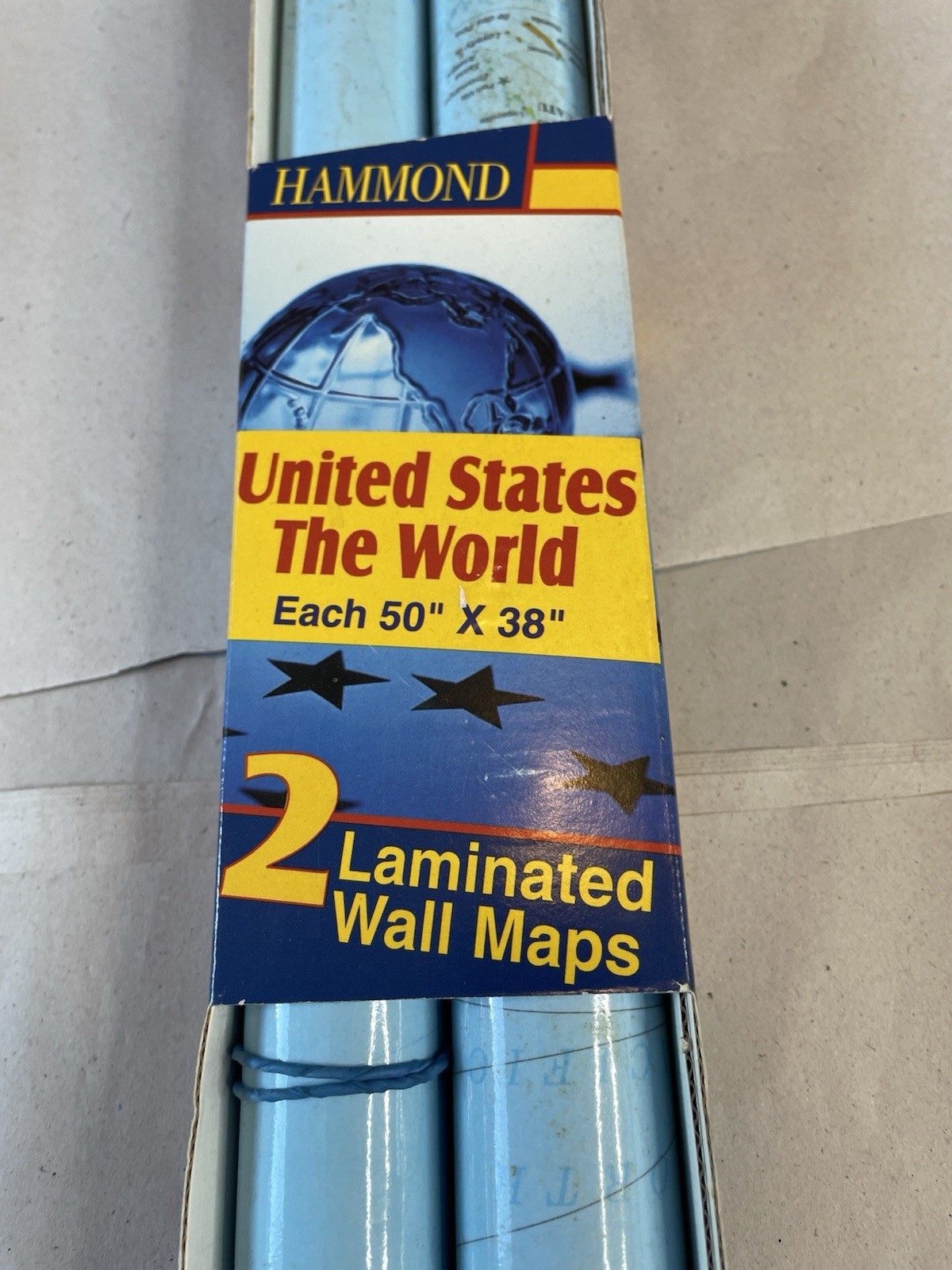 Hammond United States & The World Laminated Wall Maps 50″X38″ Set of Two