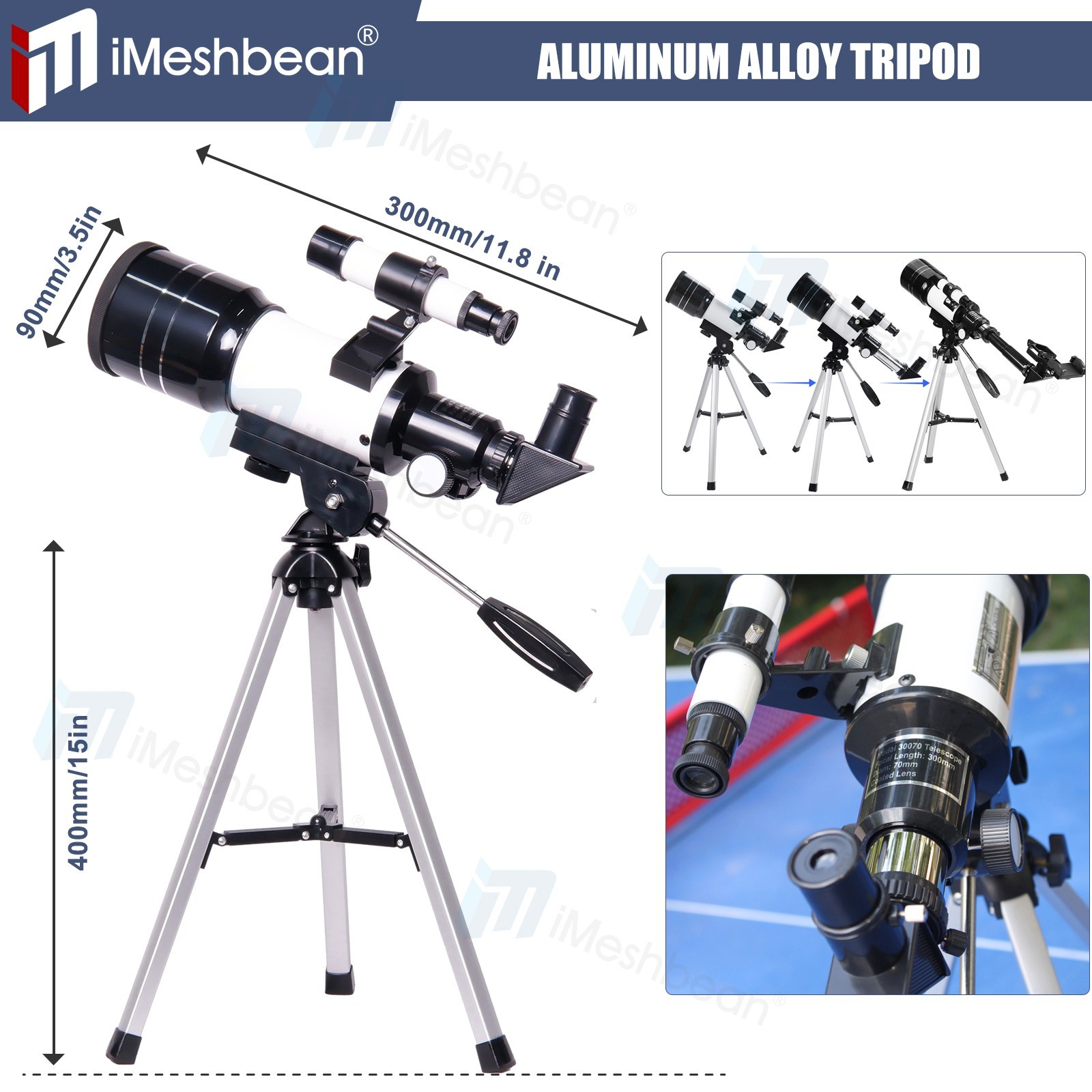 300mm Astronomical Telescope 150X with Phone Adapter Barlow Lens for Kids Gift