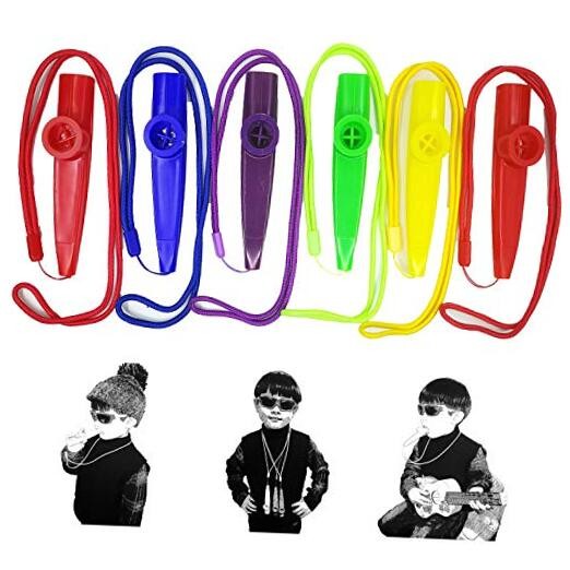 6Pcs Plastic Kazoos With Lanyards,Musical Instruments,Good Gift for Kids,A