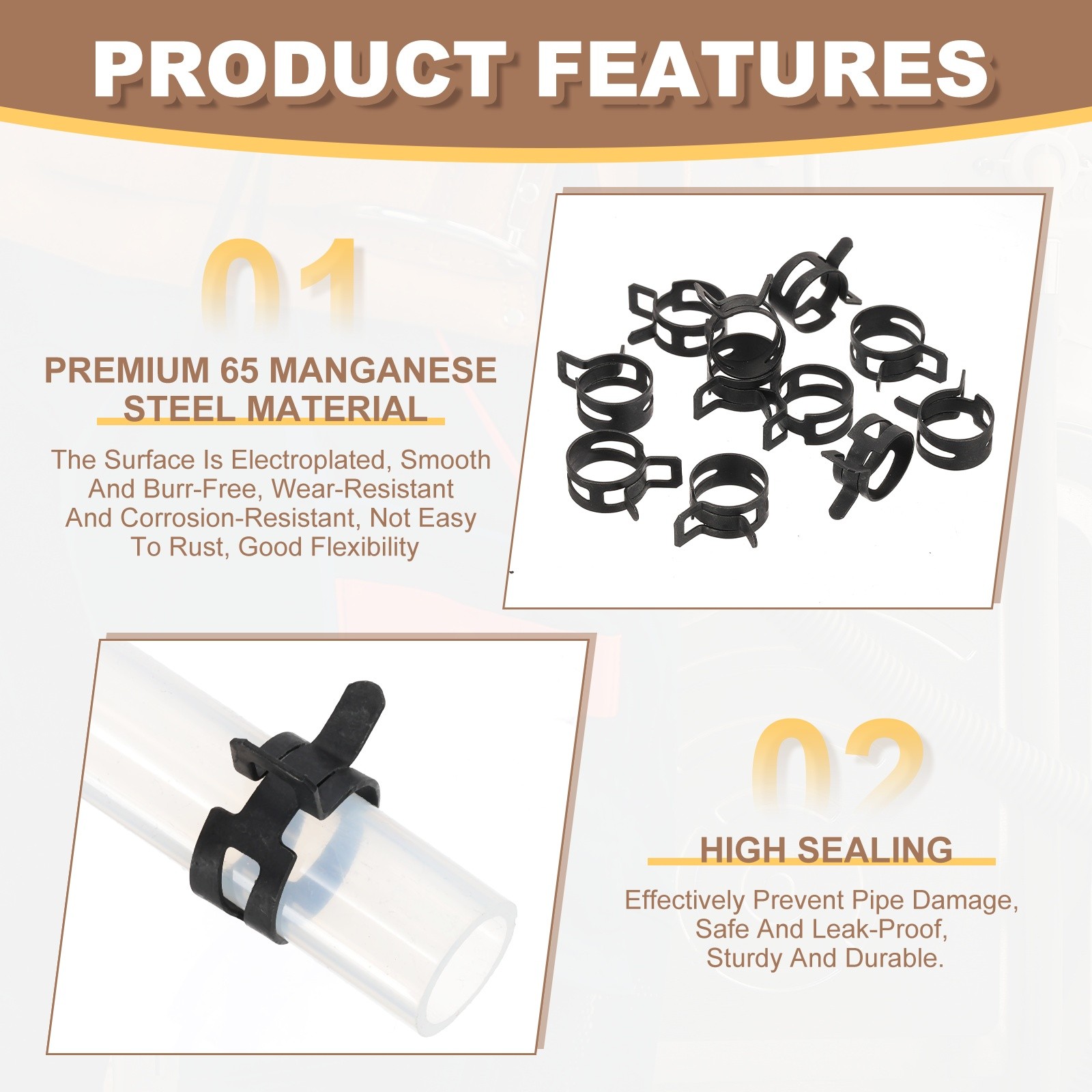 32 Pcs Spring Band Hose Clamps for 10.8-11.9mm OD 0.4″(10mm) ID Black