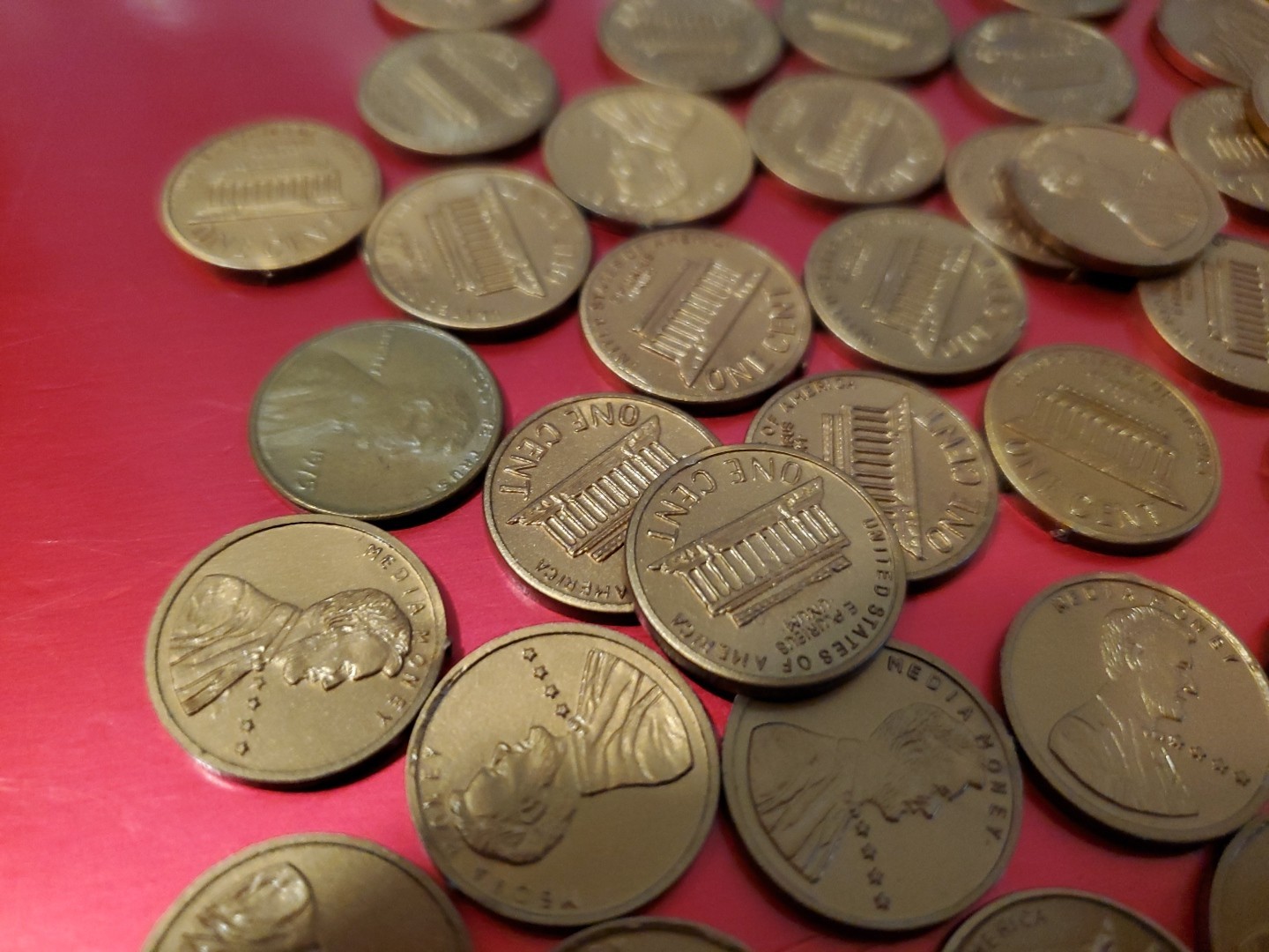 VTG Media Money Plastic Pennies Lot 72 Pieces Realistic Math Manipulative