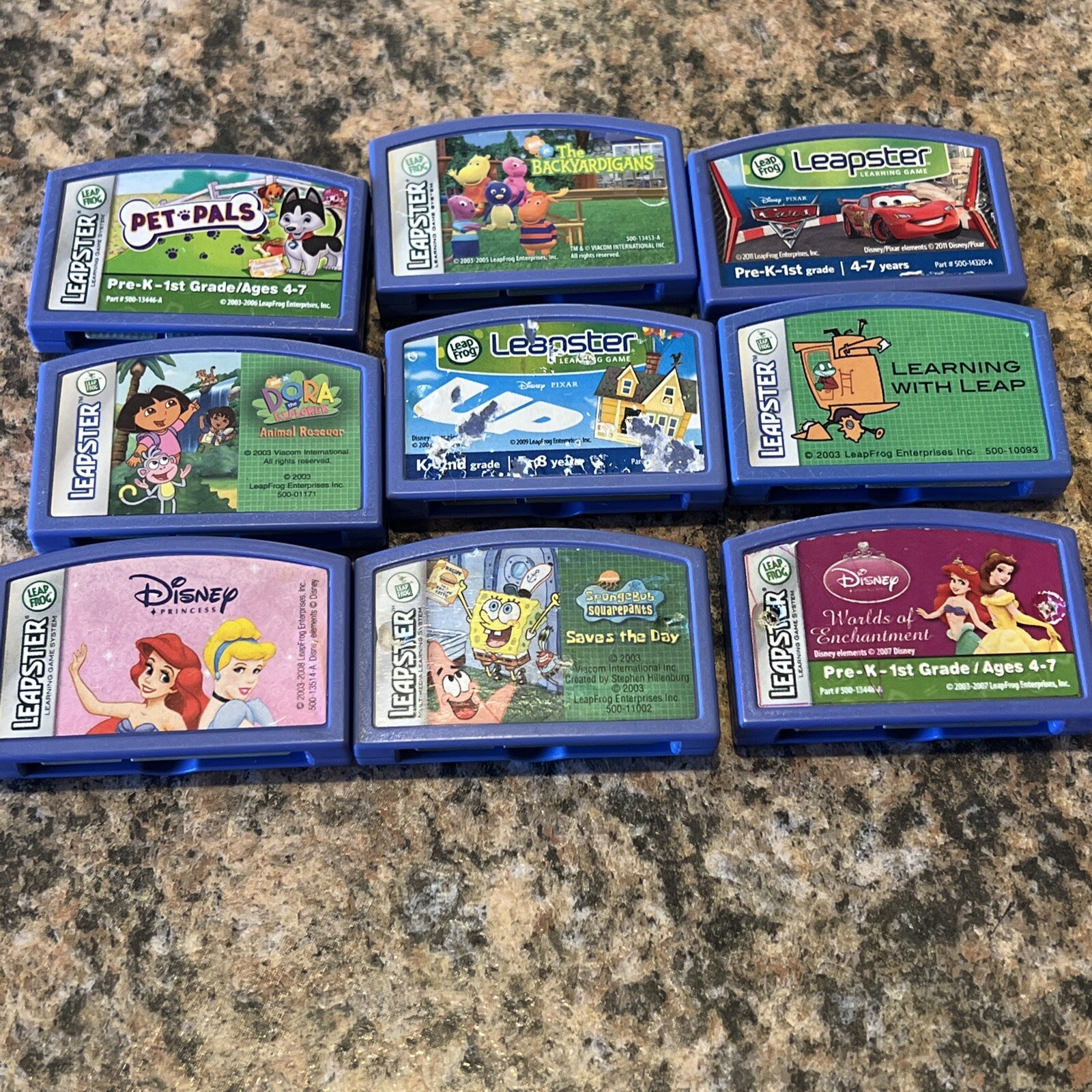 Set Of 9 Leapster Leap Frog Games Early 2000s BIG TITLES! SpongeBob, Dora,