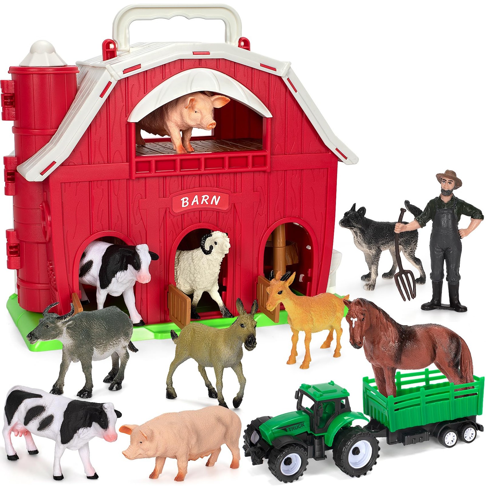 Farm Animals Toys for 1 2 3 4 5 Year Old Toddlers Girls Boys, Big Red Barn Fa…
