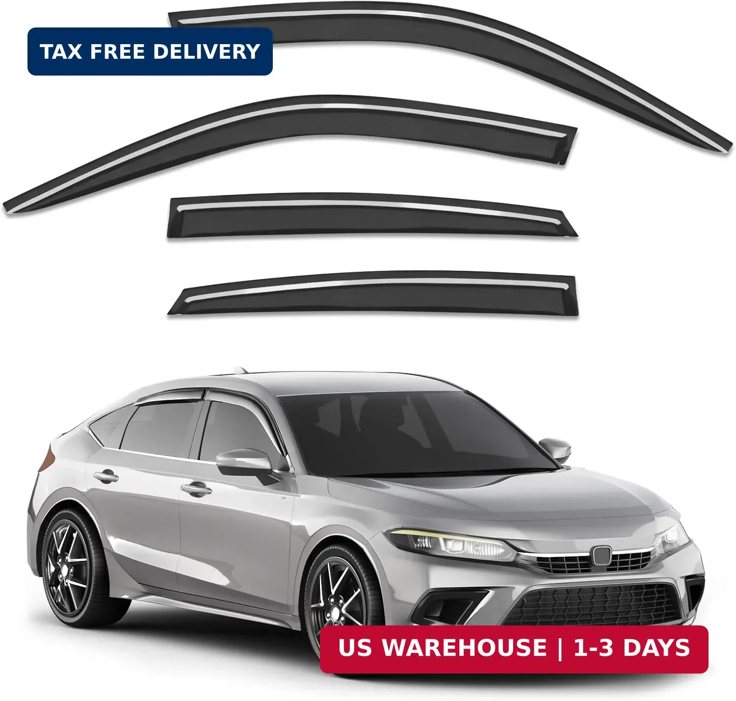 Out-Channel Window Rain Guards Fit for Honda Civic Hatchback 2022-2026, Extra Du