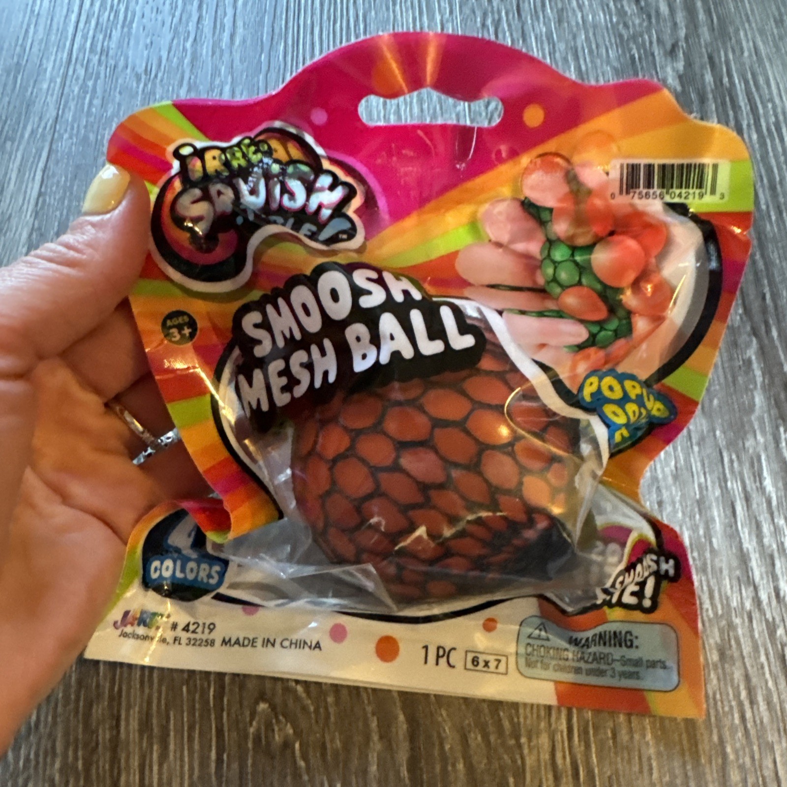 Ja-Ru Irre Squish-Tible! Orange Squishy Smoosh Mesh Stress Ball Toy *NEW*