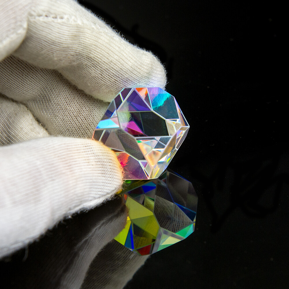 Cube Crystal Prism Cross Dichroic Prism Dice Octahedral Beam Combiner Decorative