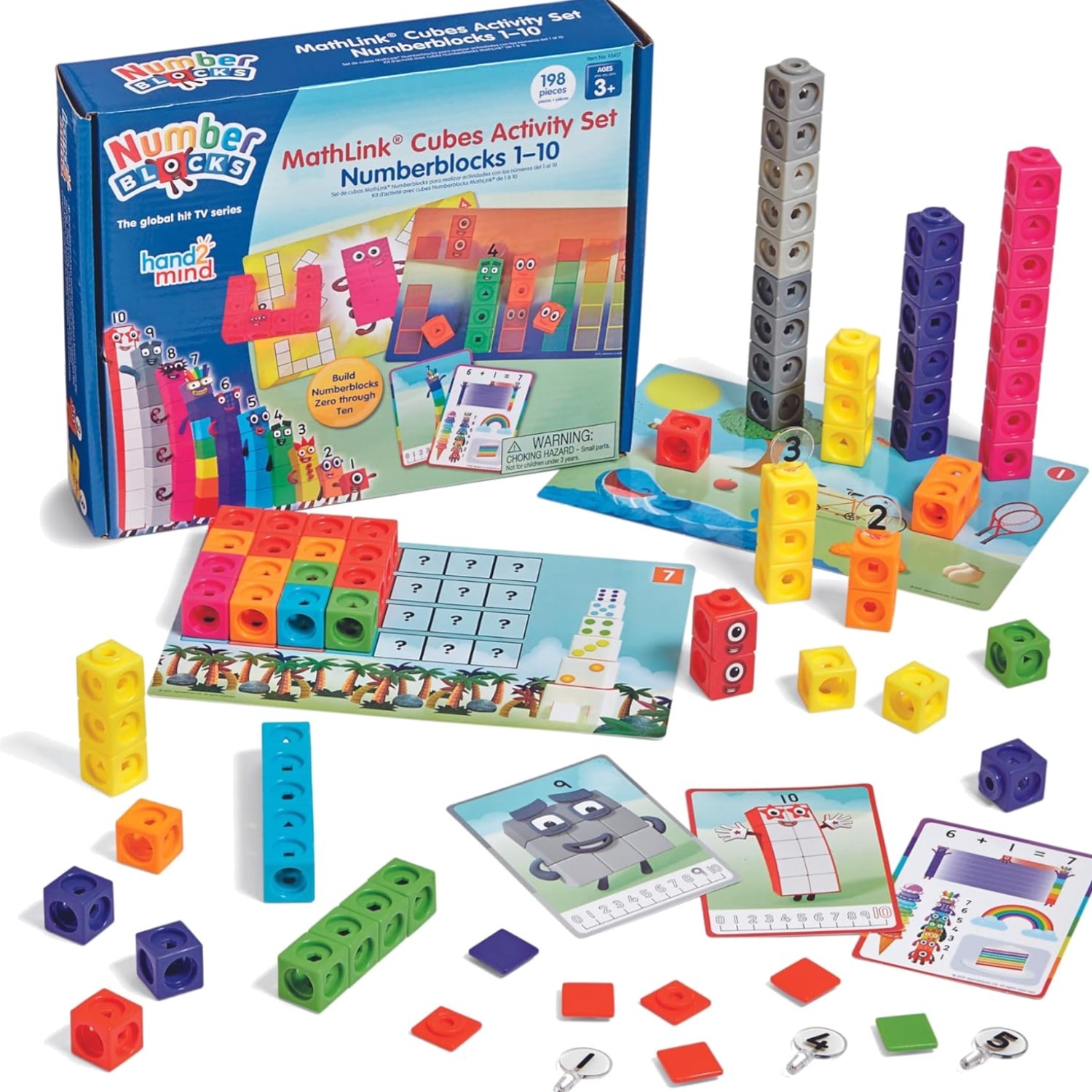 MathLink Cubes Numberblocks 1-10 Activity Set, 30 Preschool Learning Activiti…