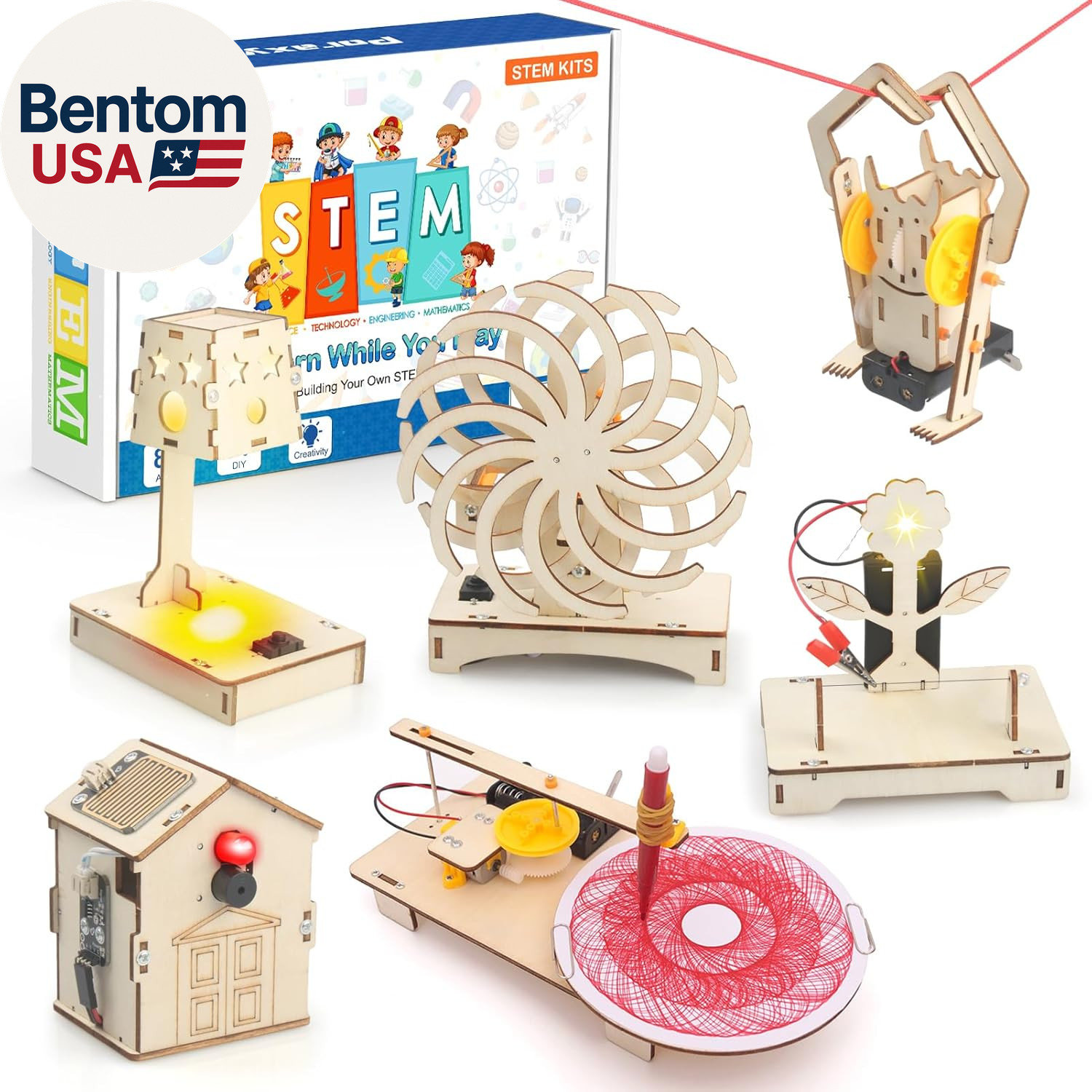 6 in 1 STEM Toys for Kids Ages 8-12, STEM Kits, 3D Wooden Puzzles, Educational S