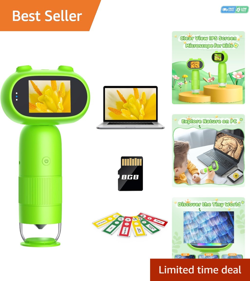 Interactive Kids Microscope with LED Lighting – 2″ Screen for Nature Exploration