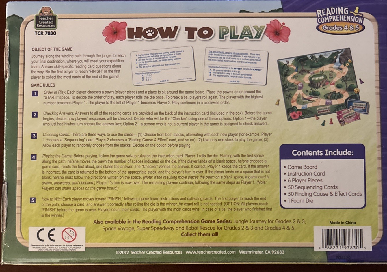 TCR~7830 Jungle Journey Grades 4-5 Reading Comprehension Game Series NEW!