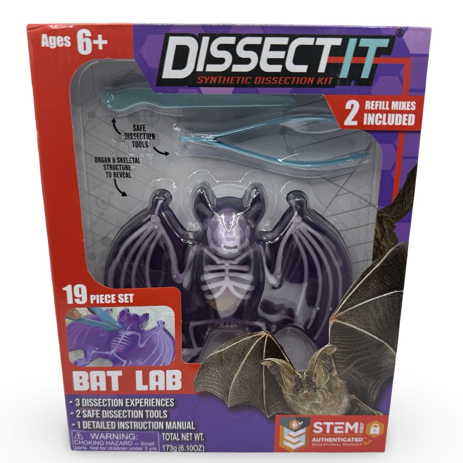 Dissect-It Bat Lab Synthetic Dissection Kit 19pc STEM Toy Craft Project Biology