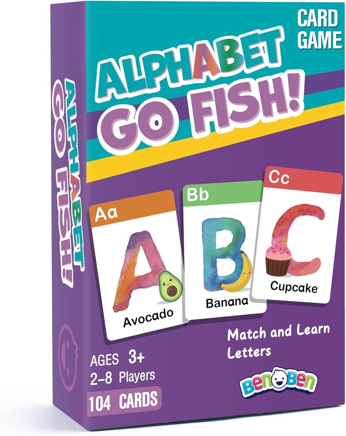 Alphabet Go Fish Card Game for Kids,104 Cards, Oversized ABC Learning Playing…