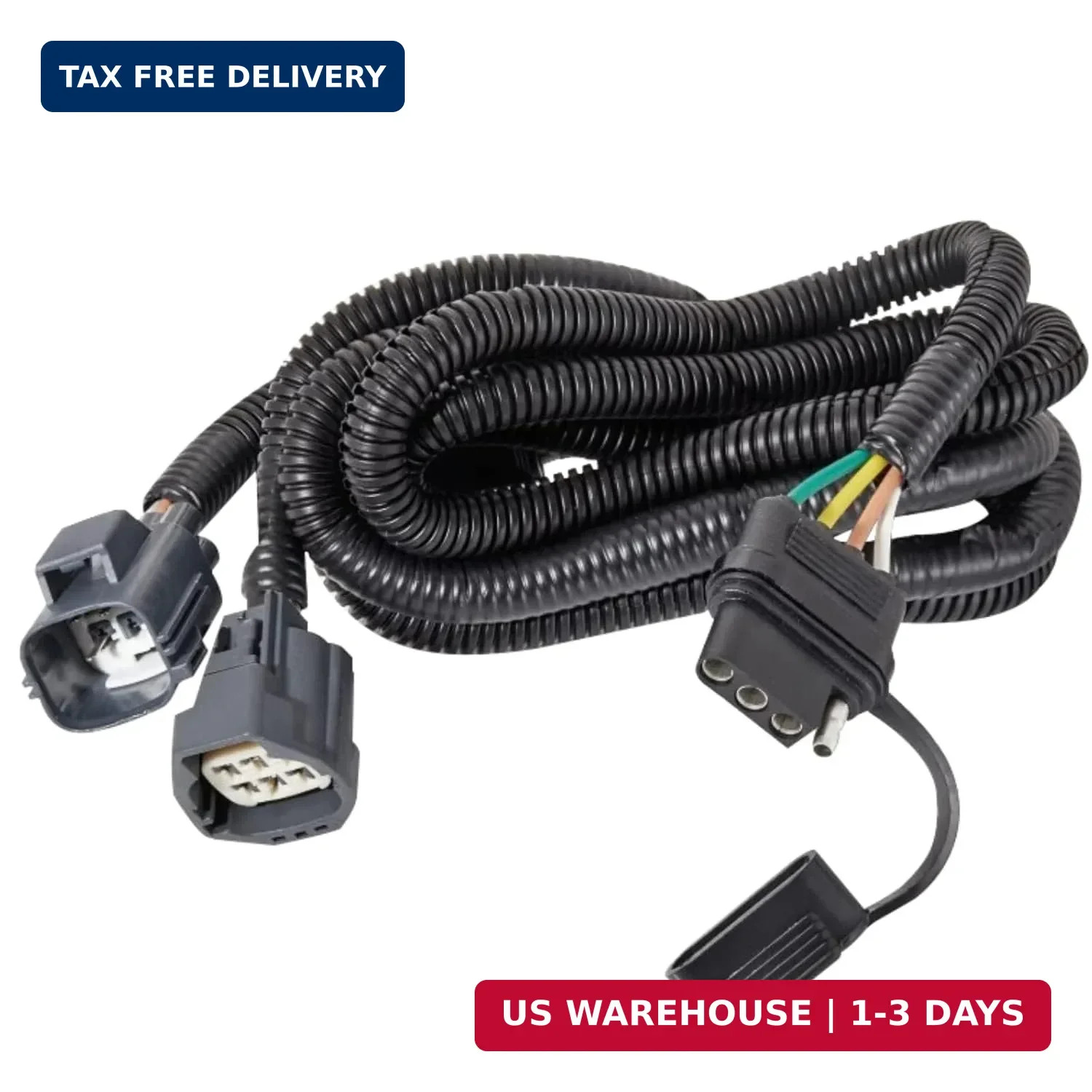 MECMO 4-Pin Trailer Wiring Harness for Jeep Wrangler JK JKU 2007-2018, Tow Hitch