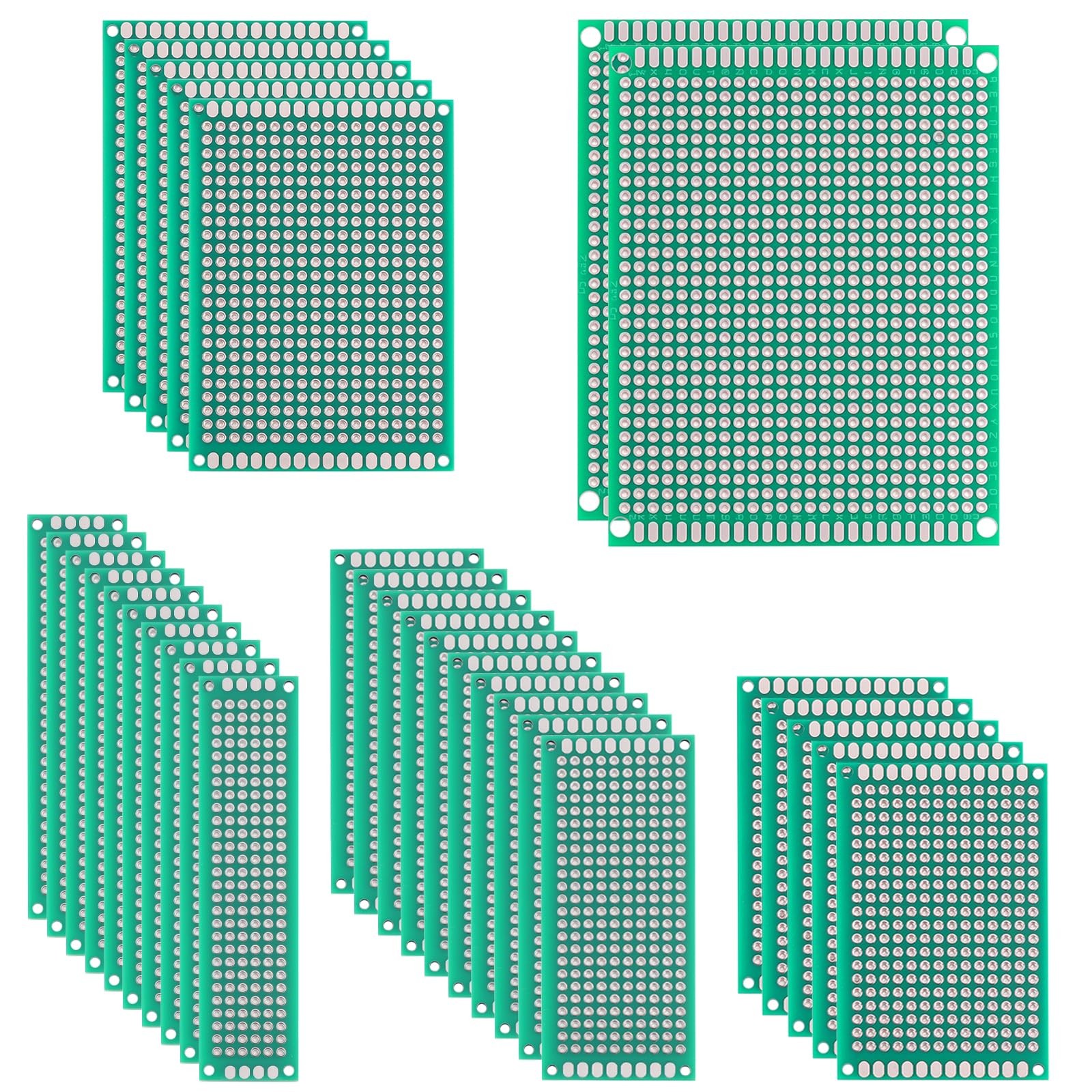 Rindion 32 Pcs PCB Board, Green Circuit Board with 5 Sizes Compatible,