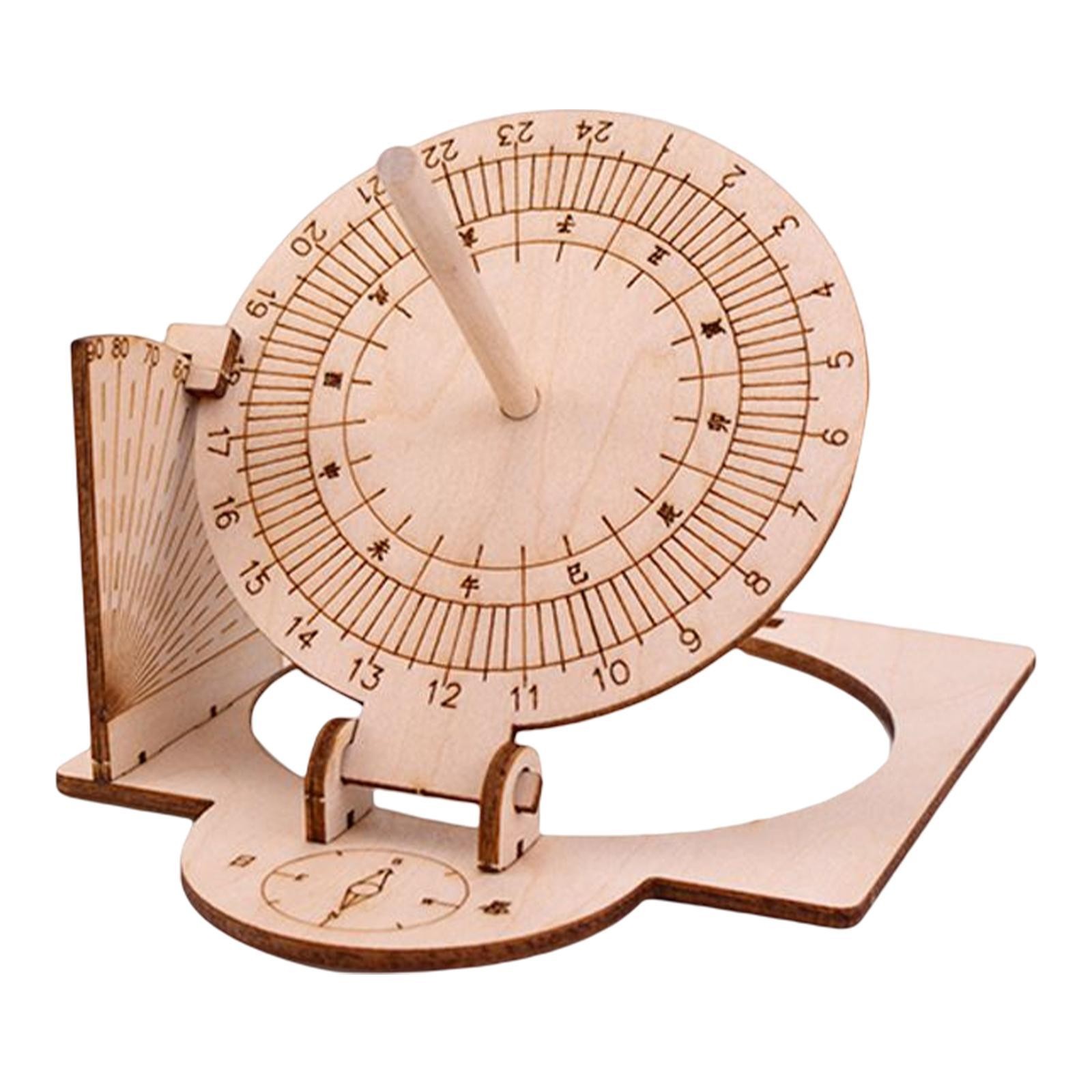 Equatorial Sundial Clock DIY Wooden Building Kit Manual Assembly Model