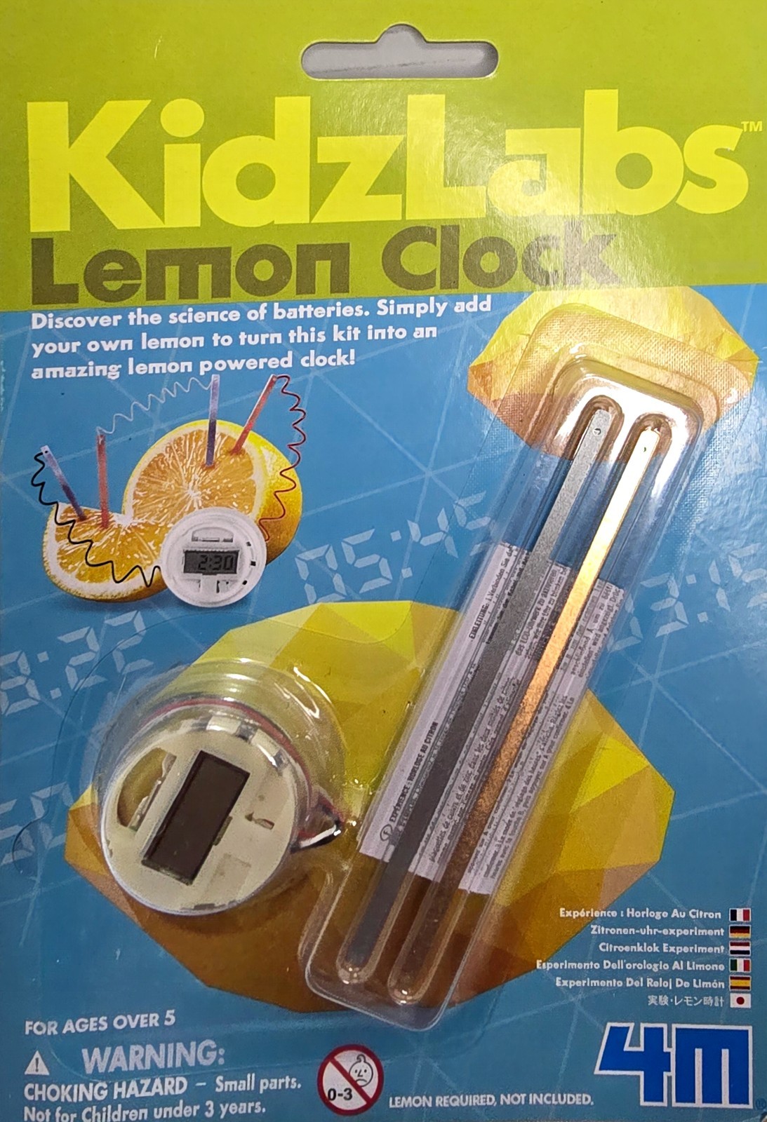 4M KidzLabz Lemon Clock Discover the Science of Batteries. Simply add a Lemon
