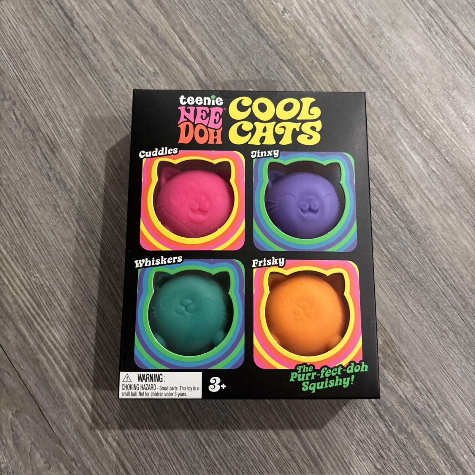 Schylling NeeDoh Teenie Cool Cats 4-Pack Stress Toy Authentic New Viral Tiktok