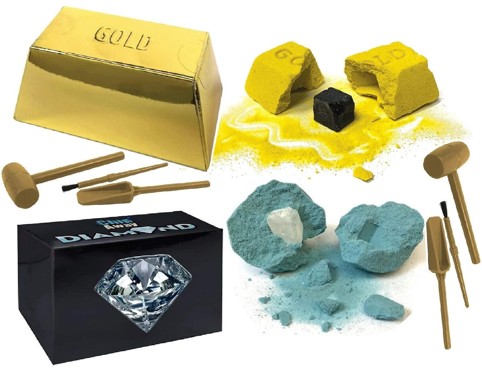 Gold & Diamond Digging Science Kit – 2 Pack Excavation Gift Set for Kids