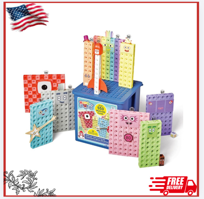 New Math Link Cubes Set Kids Counting Blocks Preschool Learning Toy
