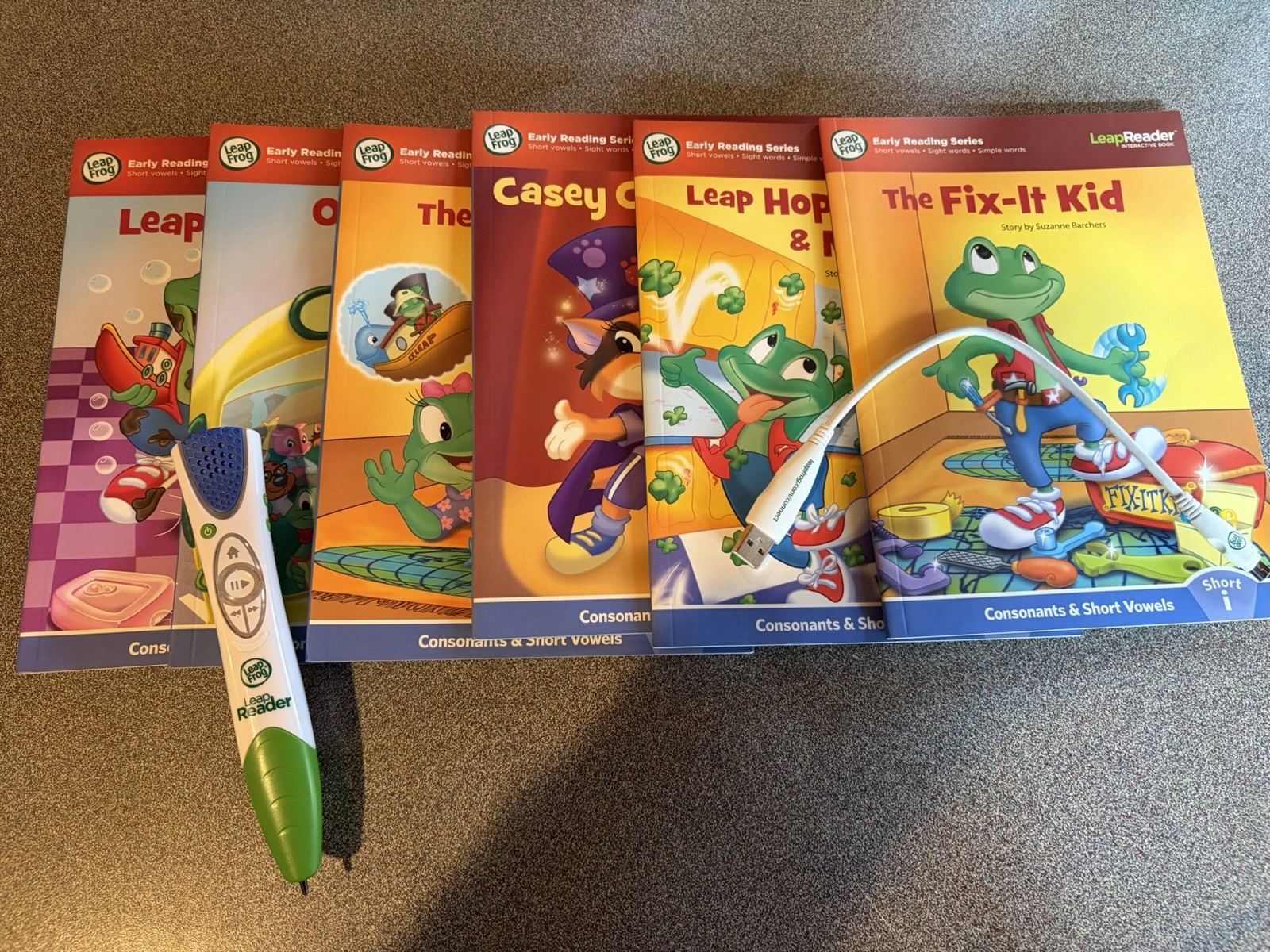 Leap Frog Early Reading Leap Reader Interactive Books Lot of 6, Pen And Charger