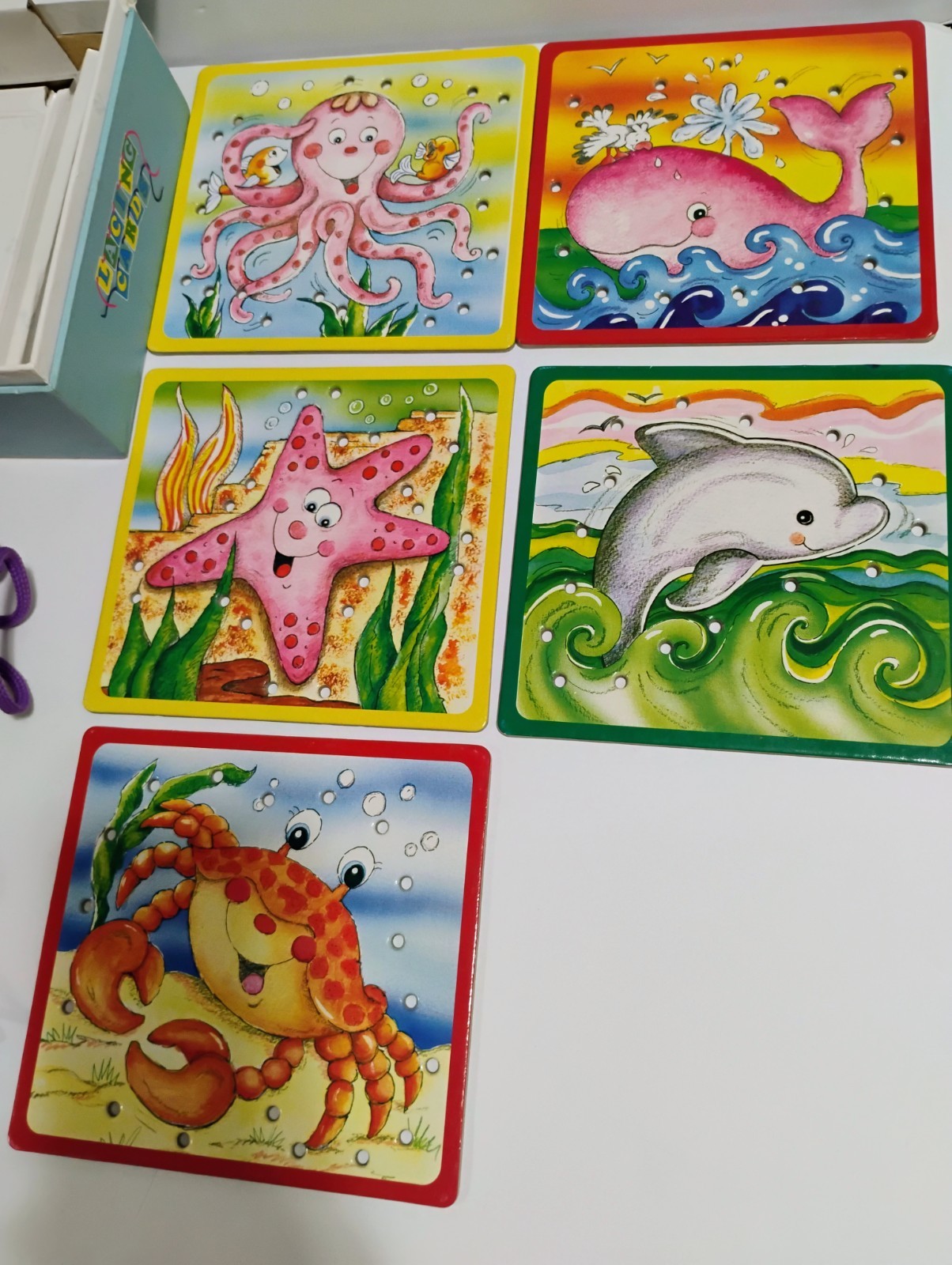 Vntg Spice Box Lacing Cards Under The Sea Edition In Latched Carrying Case