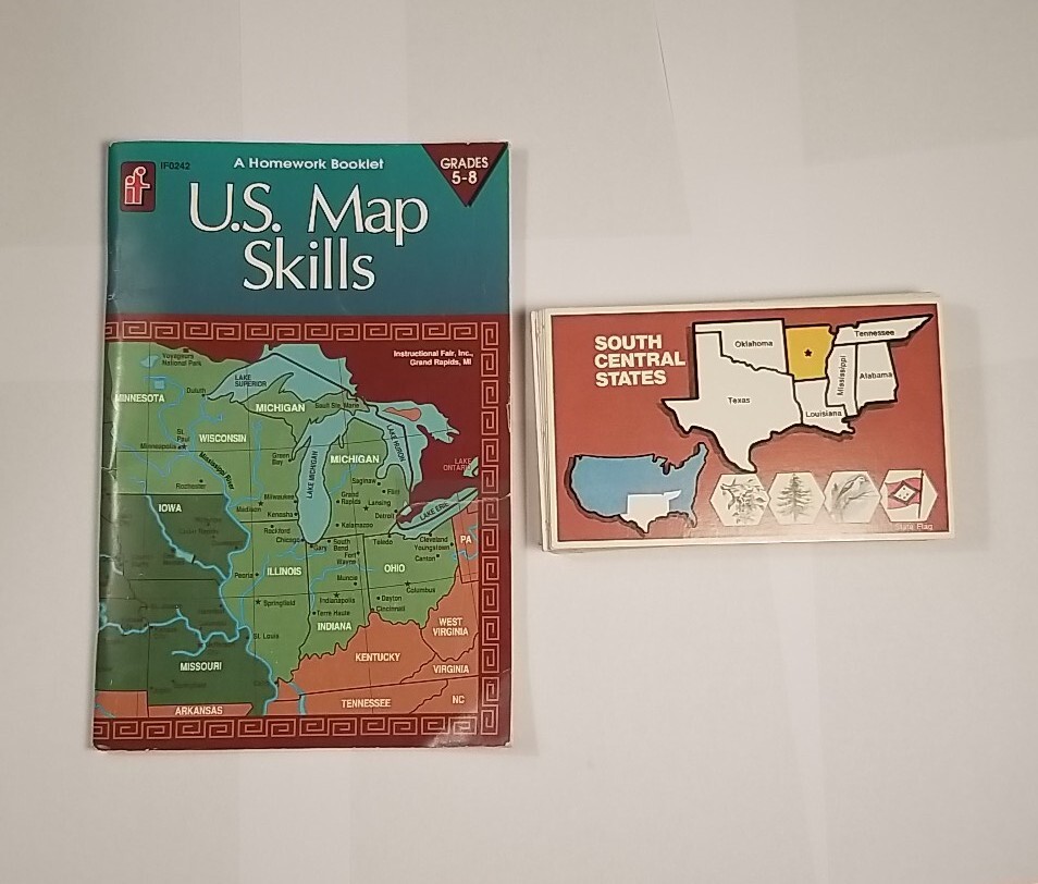 US Map Skills Booklets and Flashcards State Geography Region Capitals Homeschool