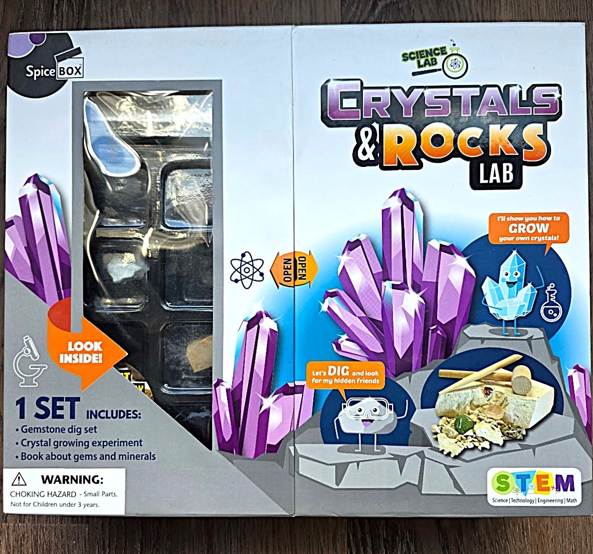 CRYSTALS & ROCKS LAB KIT, SPICEBOX STEM, MINERALS, GEMSTONES, CRYSTALS NIB