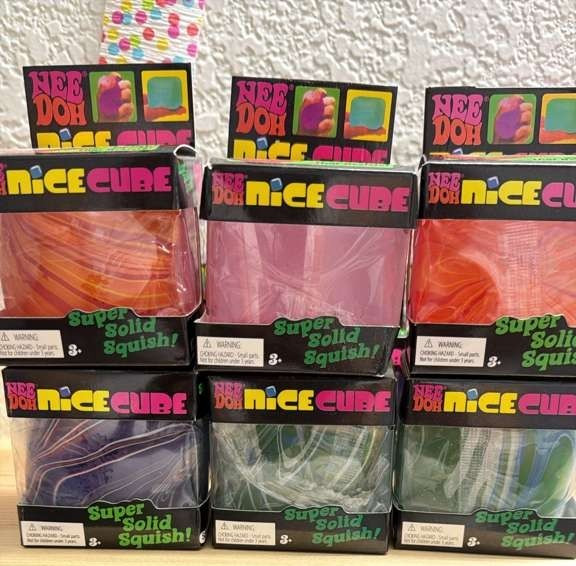 Nee Doh Nice Cube Swirlin’ USA Super Solid Squish Tactile Toy Pink