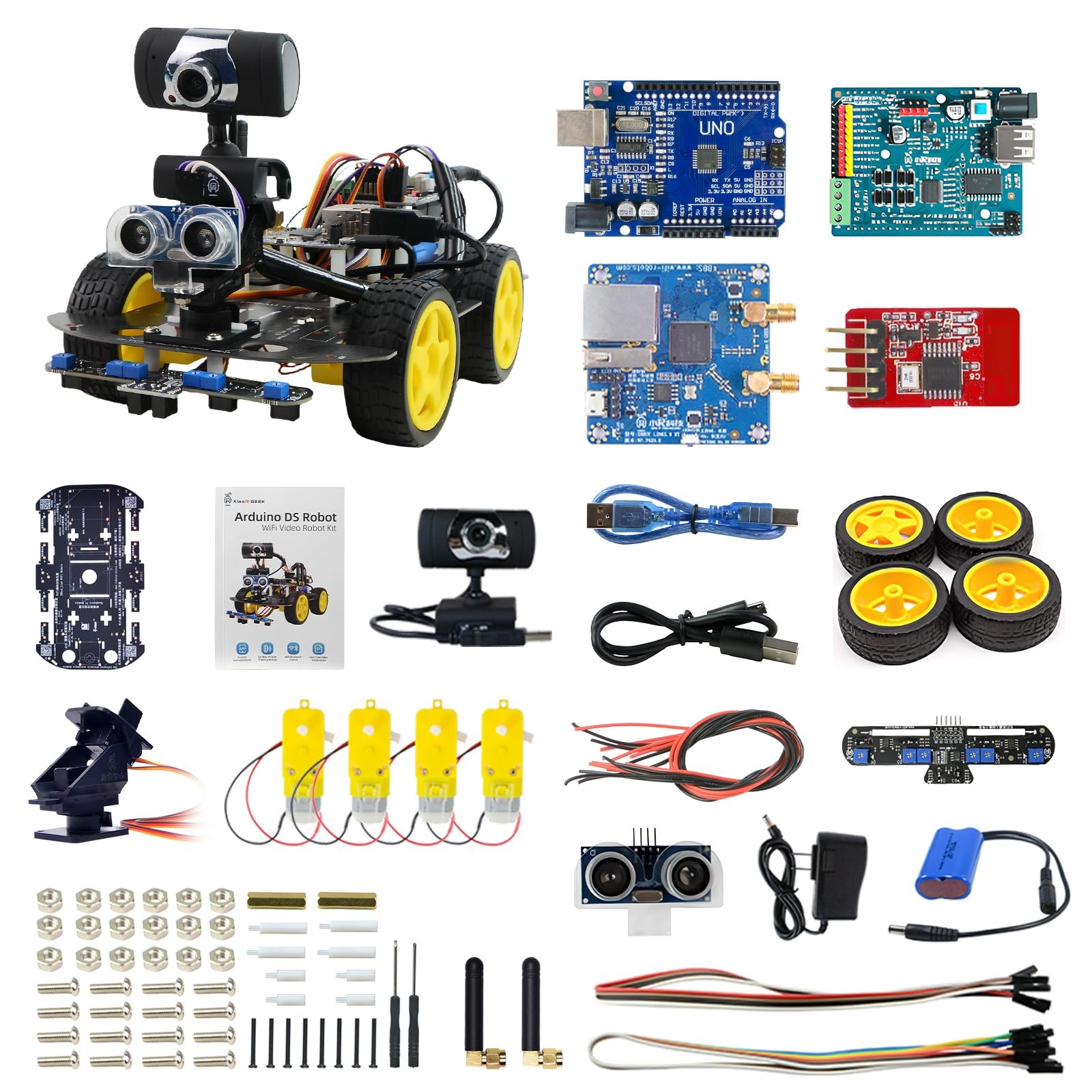 Smart Video Car Robot for Arduino, WiFi & Bluetooth RC Car with Camera, 6-Way…