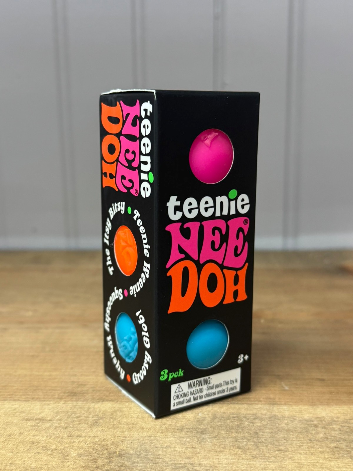 1 – NeeDoh Teenie Groovy Glob 3 Pack – Pink Blue and Orange – New In Box!