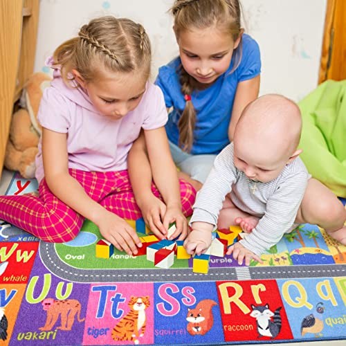 Kids Educational Rug, Kids Collection Area Rug for Learning Alphabet,
