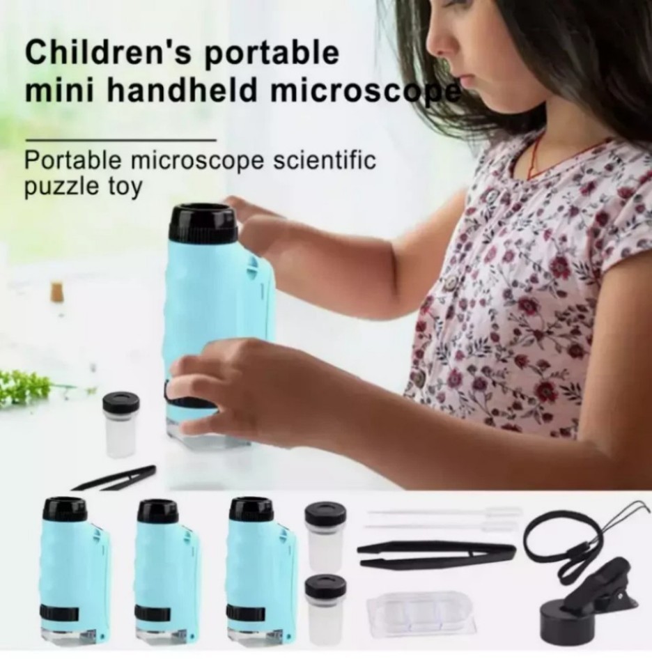 Mini Microscope for Kids Portable Microscope LED Lighting Small Handheld gift–