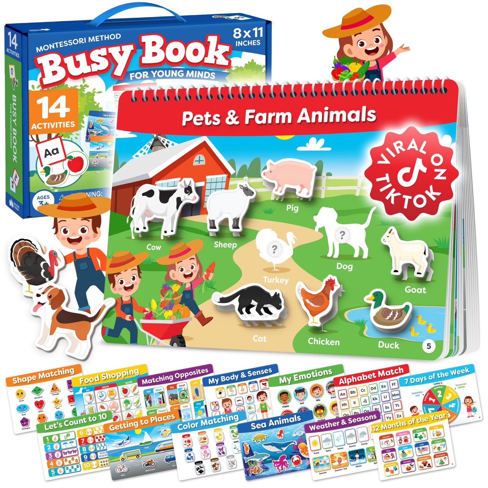 Montessori Preschool Busy Book for Toddlers Ages 3 and Up – Medium,