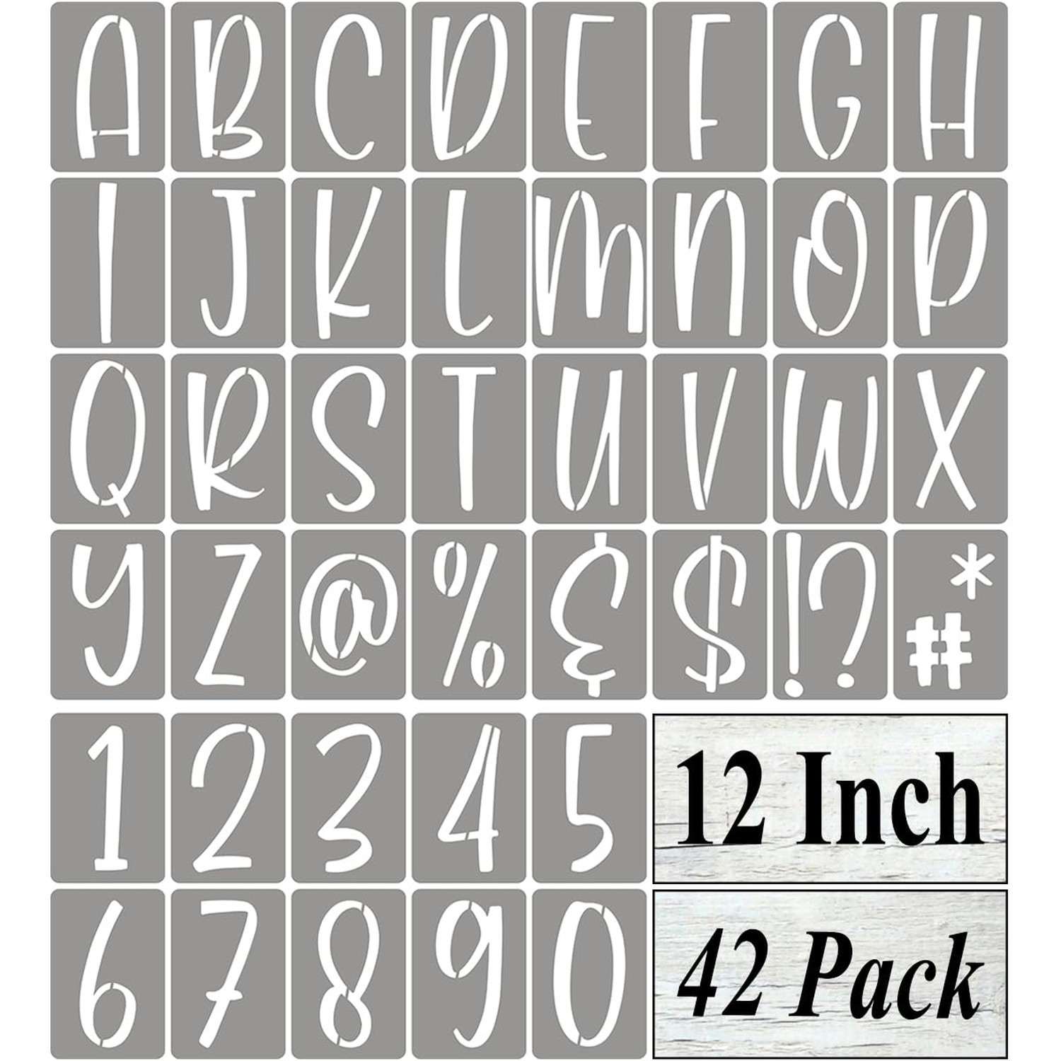 12 Inch Alphabet Letter Stencils for Painting – 42 Pack Letter and Number Ste…
