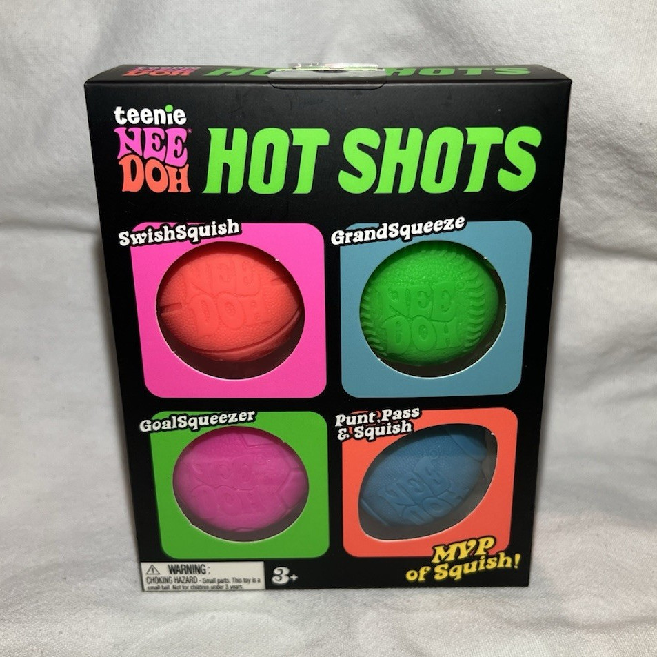 Schylling Teenie NeeDoh Hot Shots Squeeze Toy Set 4-Pack, Multicolor 2024