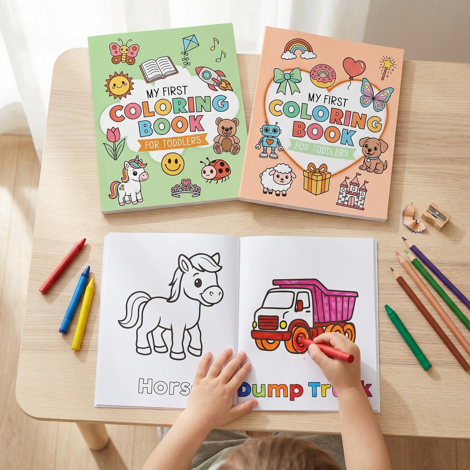 2 Pack Toddler Coloring Books 7 x 8.4 Inch Fun Kids Activity Set