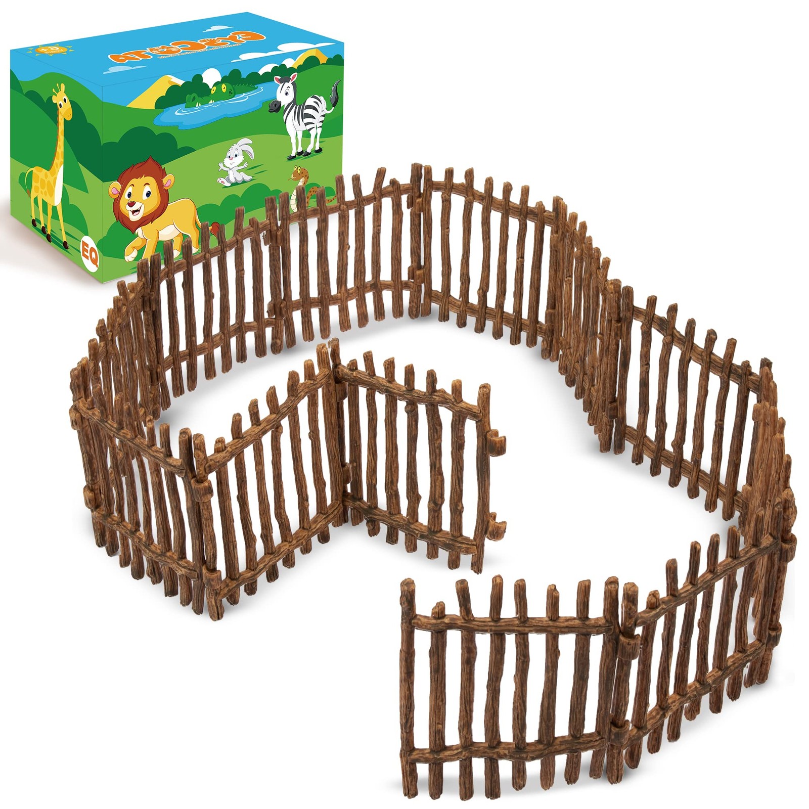 Realistic Toy Fence, Large Corral Fencing Panel Accessories Playset, Farm Fence