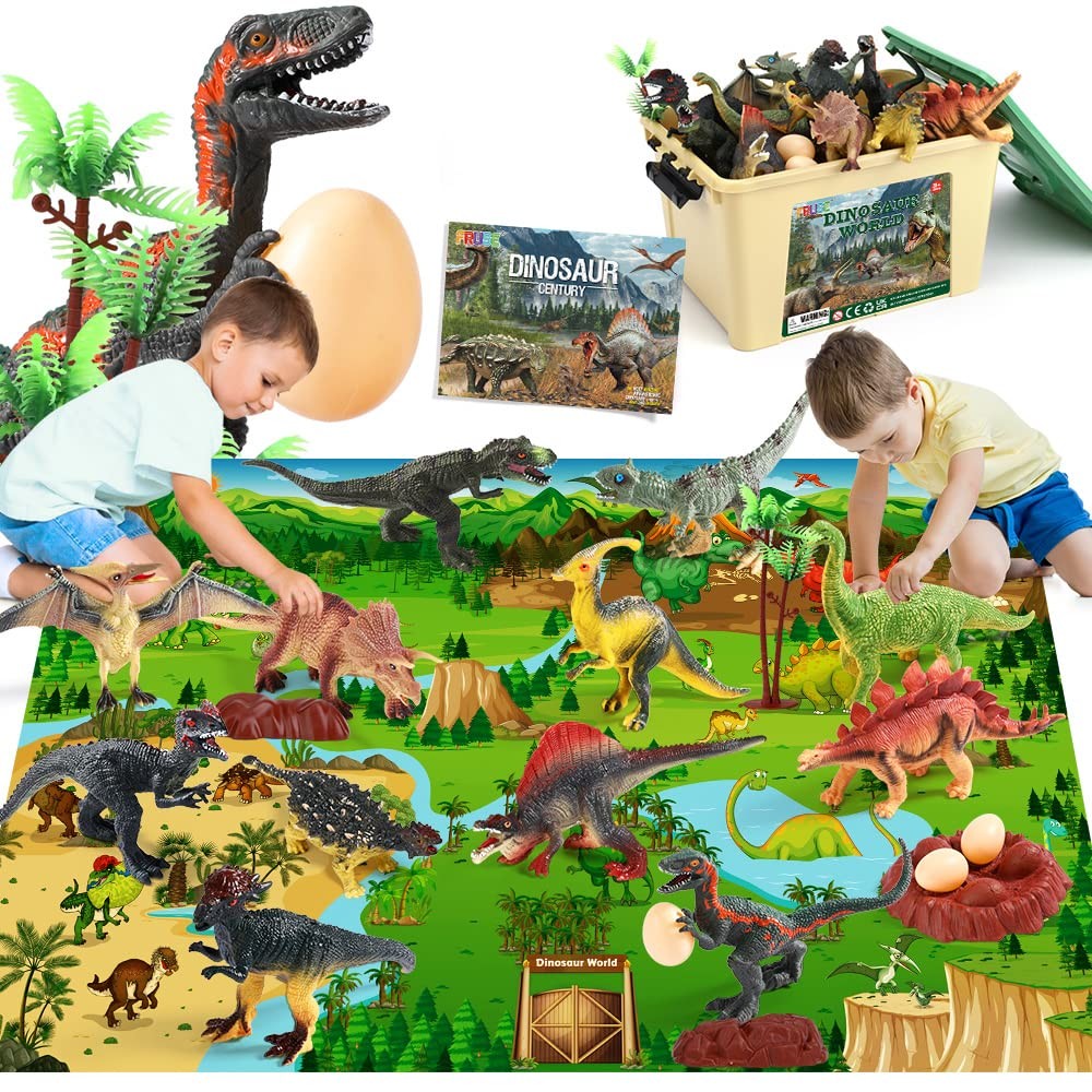 Figuras De Dinosaurios Realistas Với Tapete De Juego Y Libro De Lujo Pro