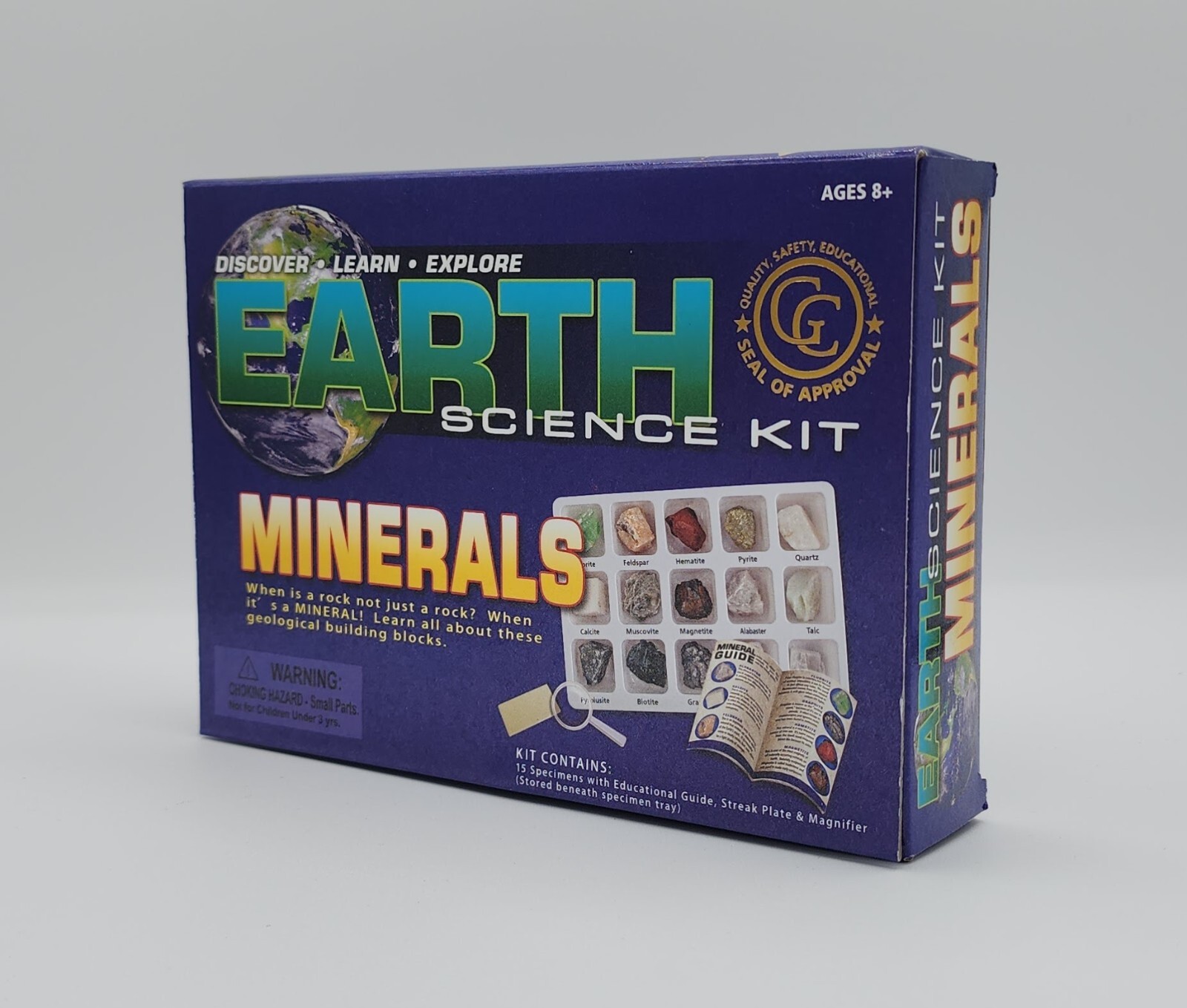 Earth Science Kit: Minerals – 15 Minerals + Guide, Streak Plate, & Magnifier
