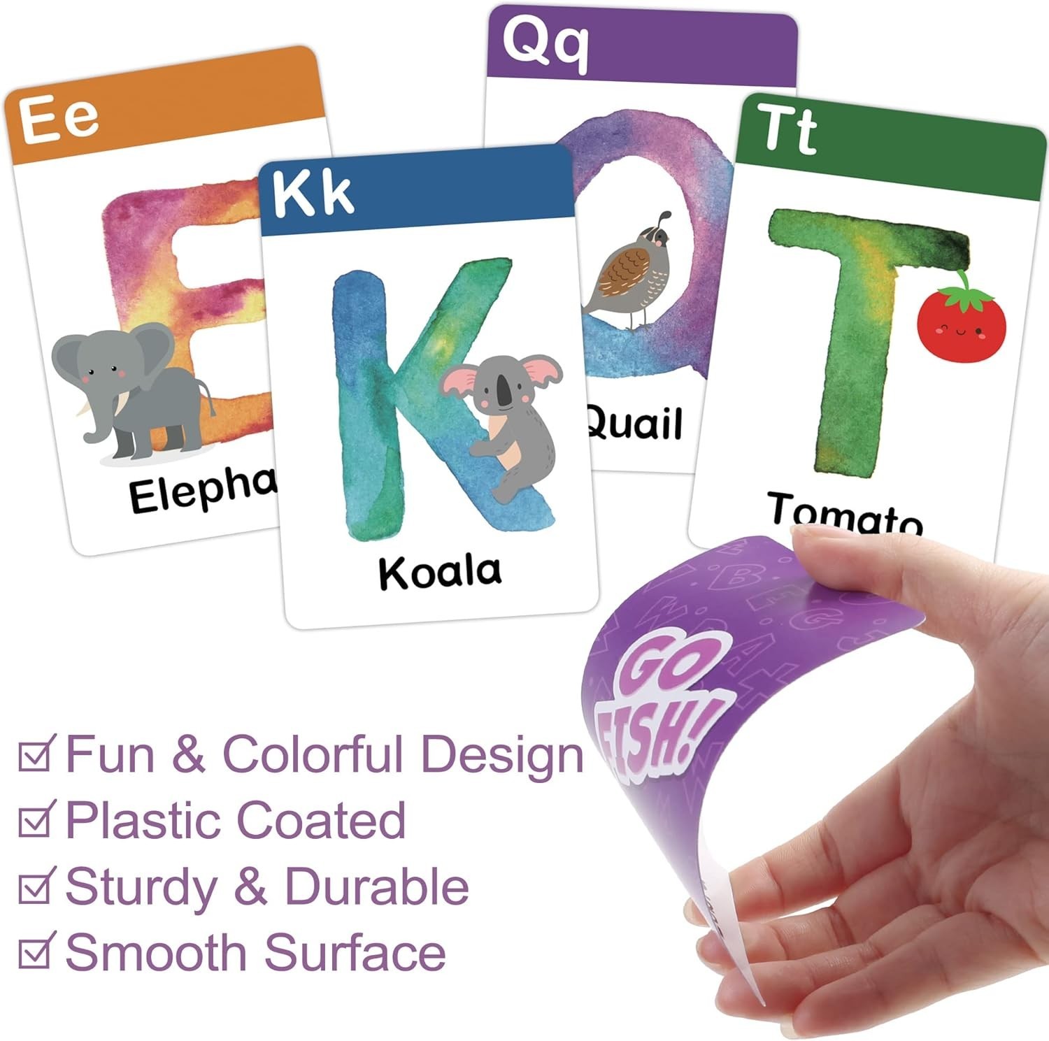 Alphabet Go Fish Card Game for Kids,104 Cards, Oversized ABC Learning Playing…