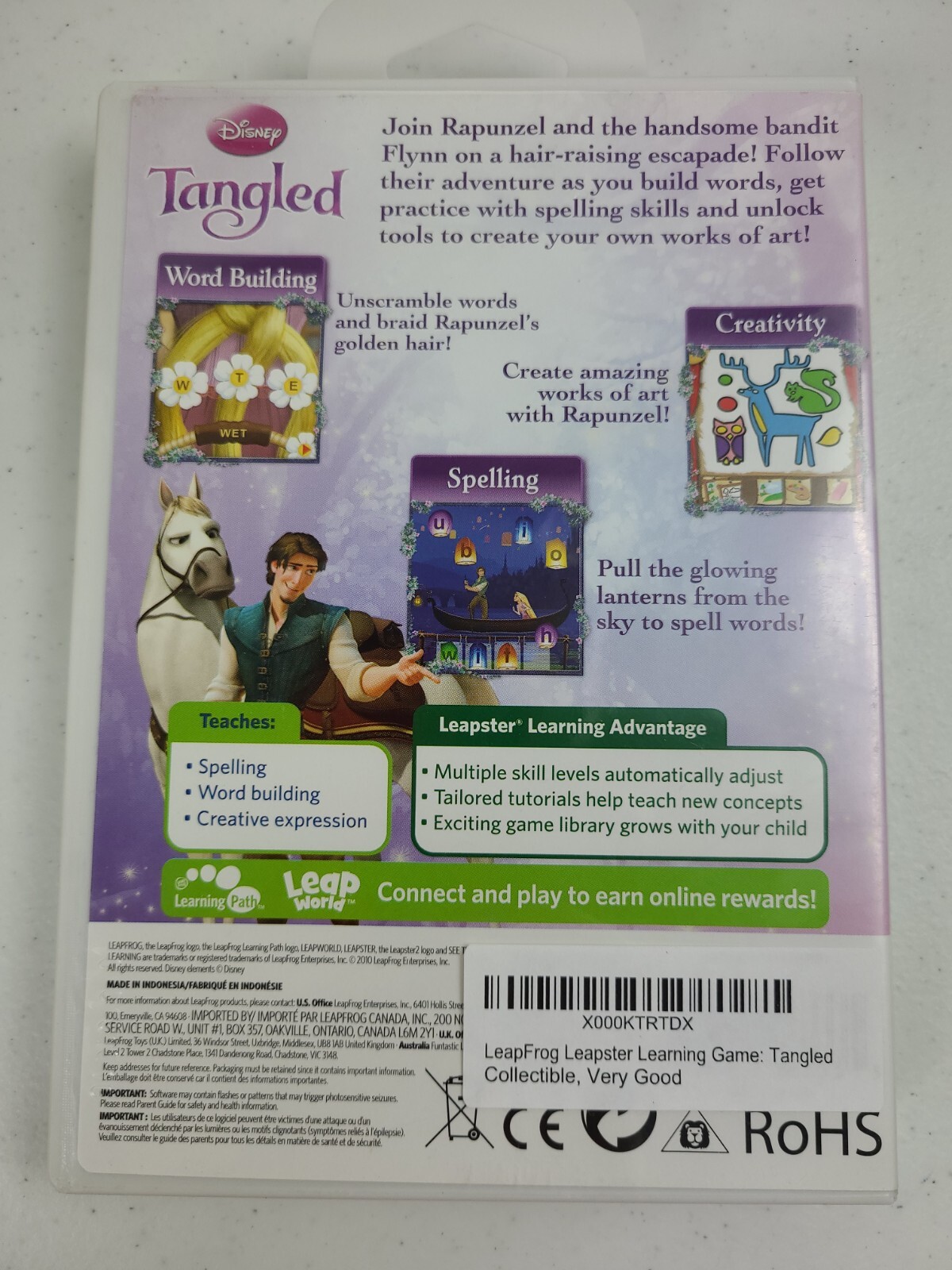 Disney Tangled LeapFrog Leapster Reading – Spelling Word Building Creativity 4-7
