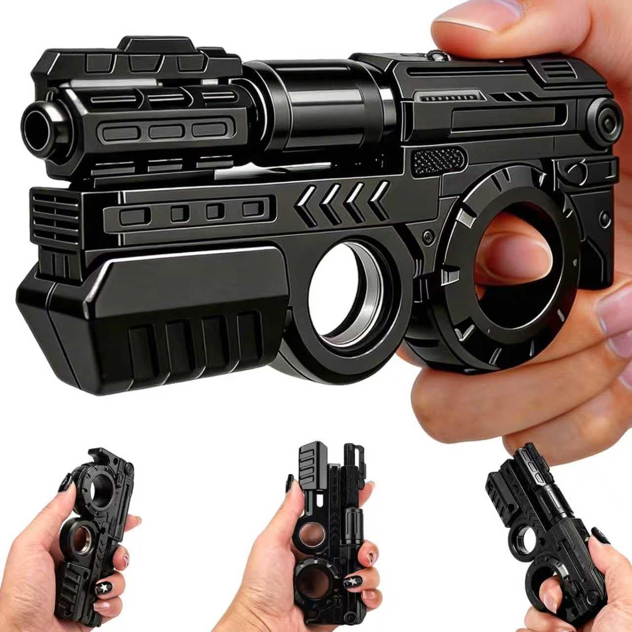 7 in 1 Fidget Slider, Spinner, Hand Roller Handheld Small, Black