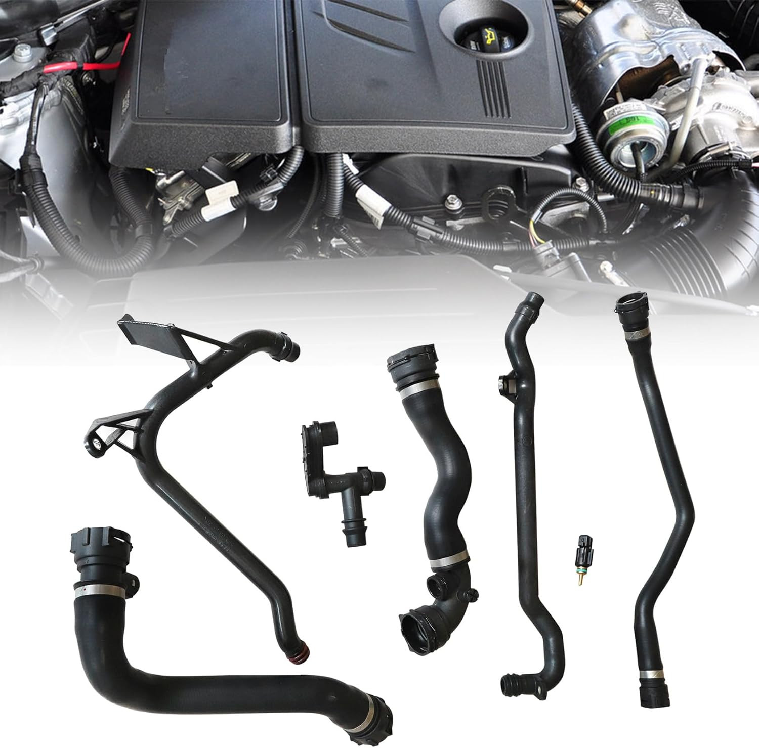 7Pcs Set Expansion Tank Coolant Radiator Hose Kit Compatible with BMW 325Ci 325I