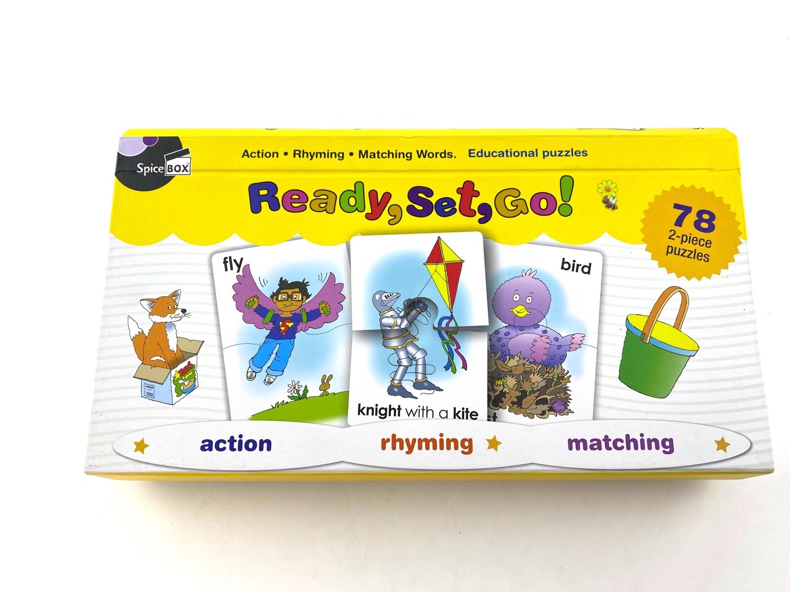 SpiceBox Ready Set Go Word Play Educational Puzzle Cards 78 2 Piece Puzzle Game