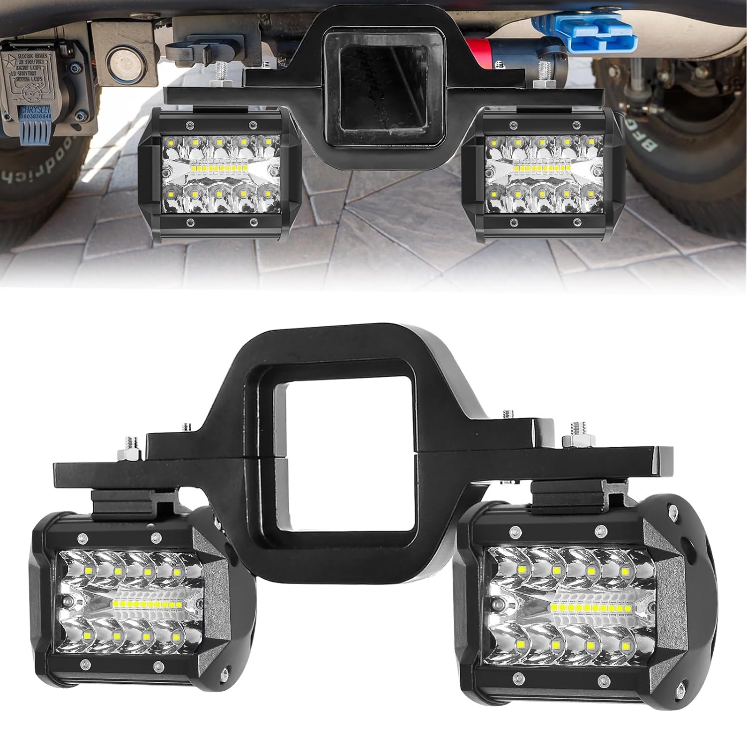 4 Inch LED Work Light Pods with Towing Hitch Mount Brackets for Truck Towing